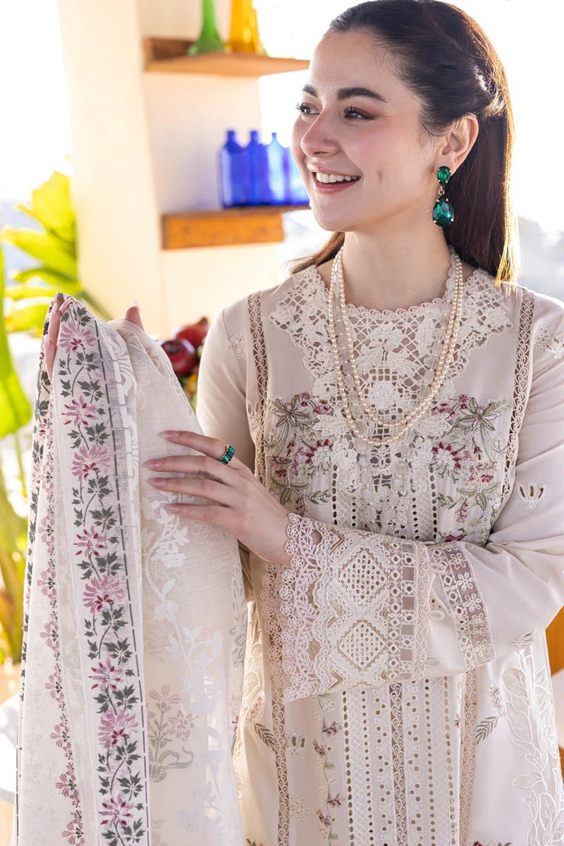 Chikenkari Qalamkar Embroidered lawn Three Piece QL-1023