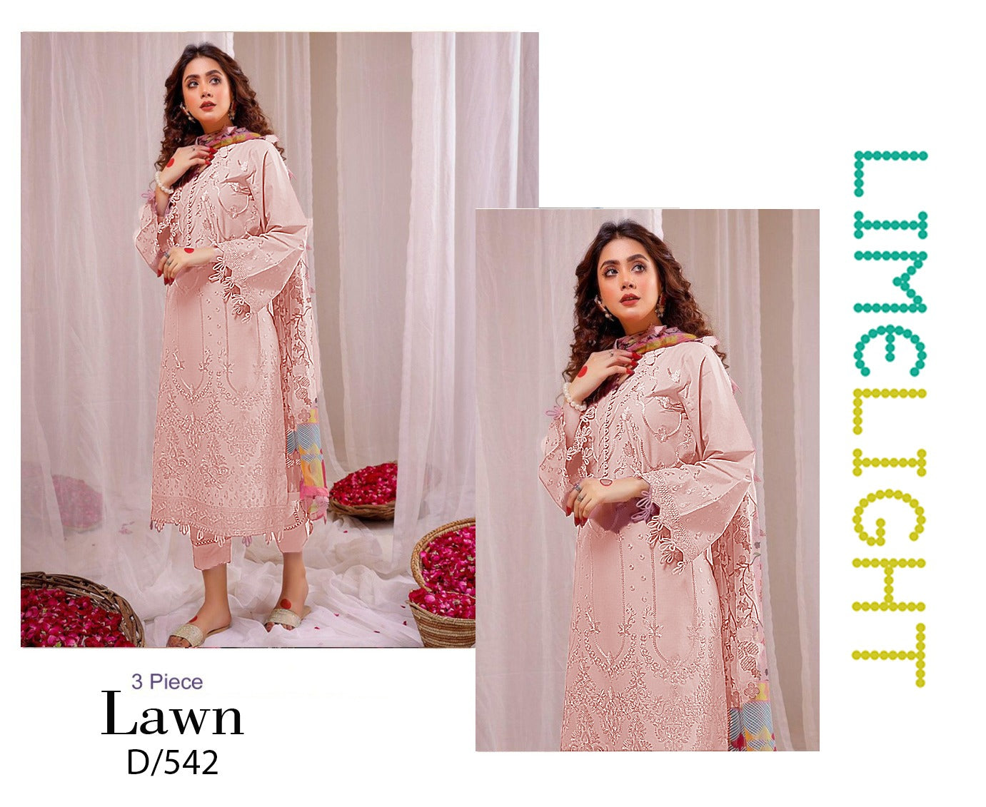 Embroidered lawn Shirt Printed slub dupatta Code 05