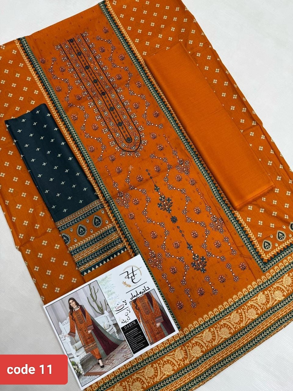 3Pic Embroiderd Suit- 11