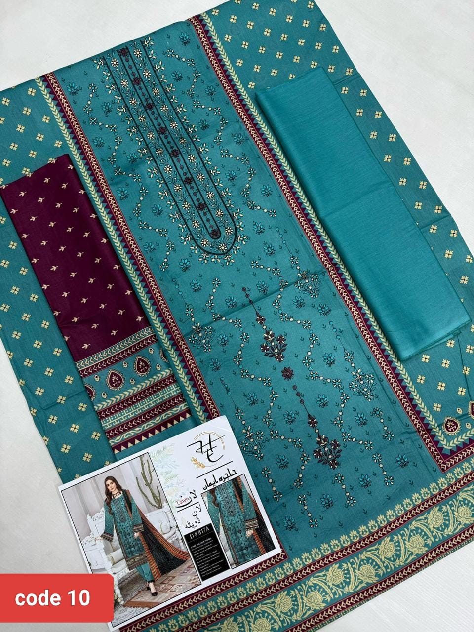 3Pic Embroiderd Suit- 10