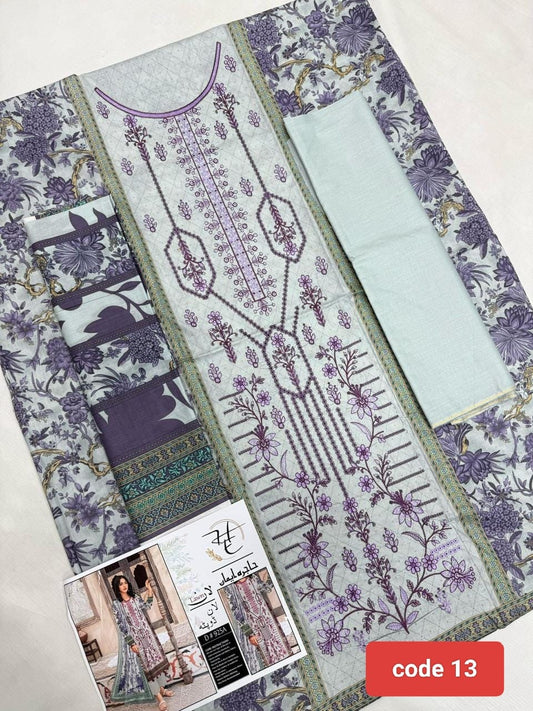 3Pic Embroiderd Suit- 13
