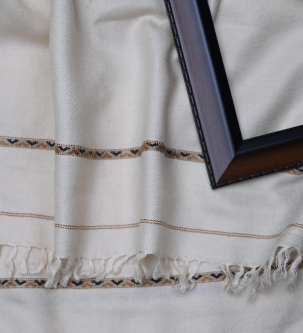 Swati 72 Wool Shawl &nbsp; ( Cream  )