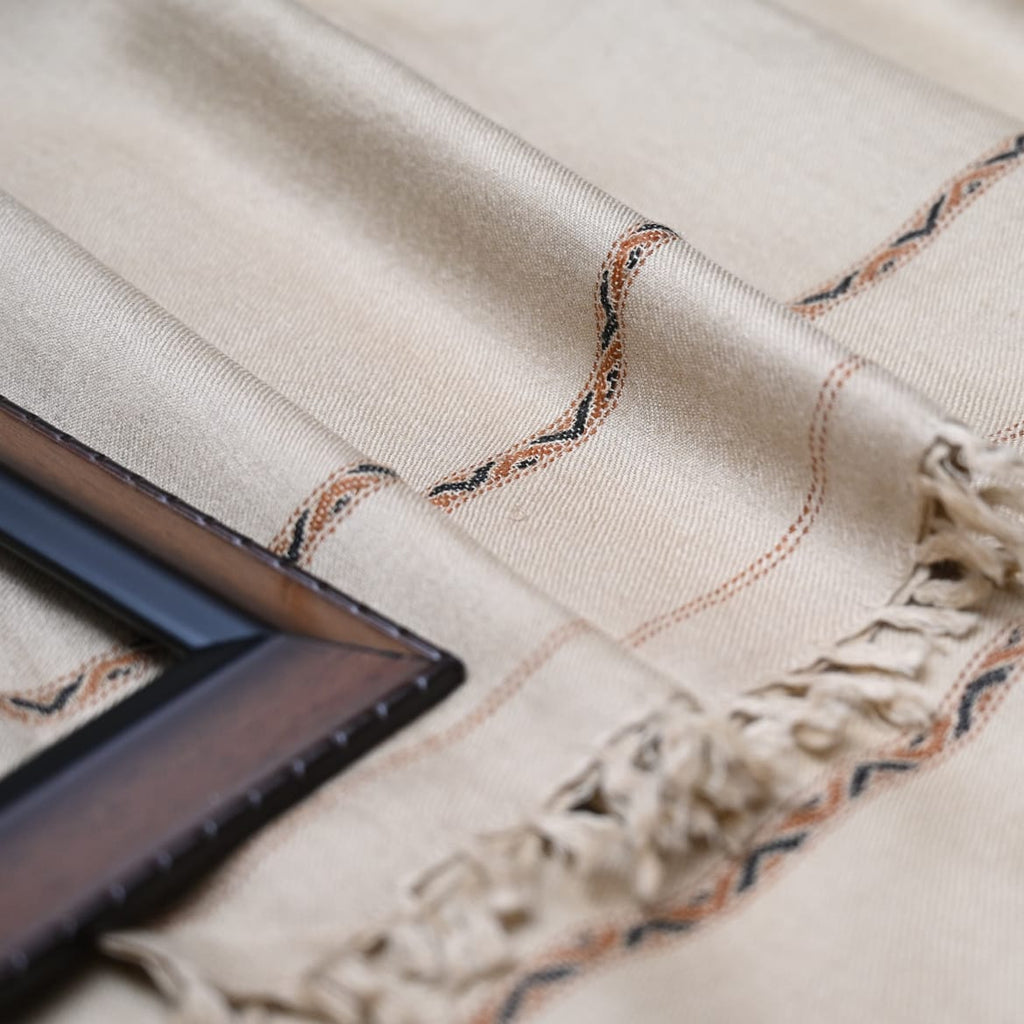 Swati 72 Wool Shawl &nbsp; ( Cream  )