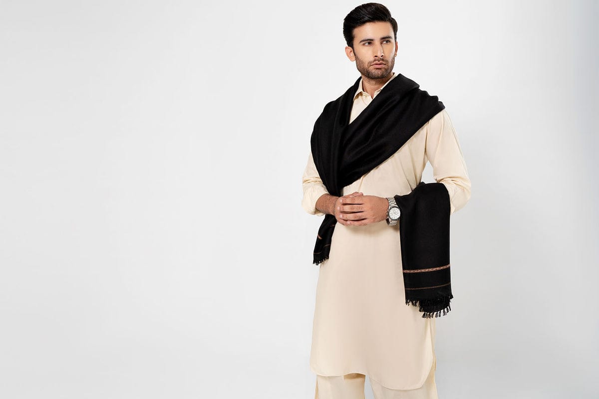 Men Premium Shawls - Shawal (  Black  ) Free Delivery