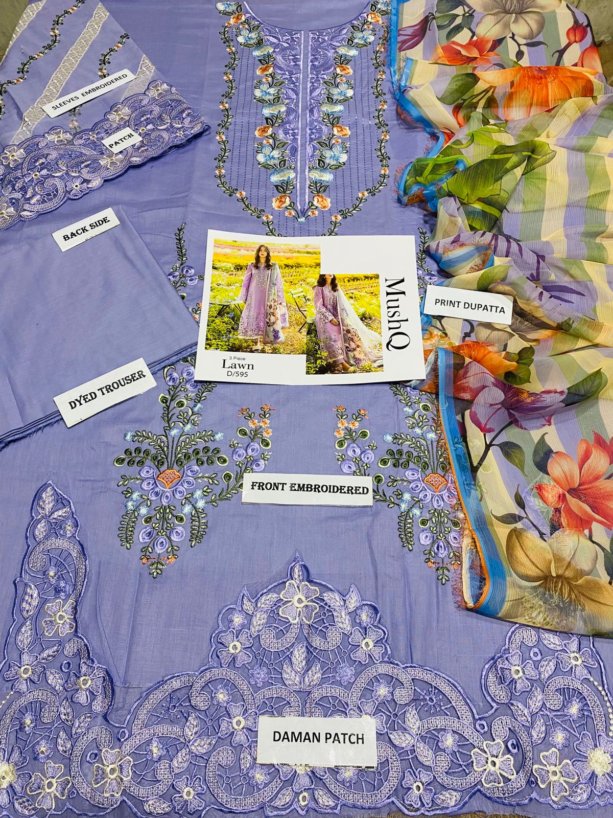 Embroiderd 3pic suit
