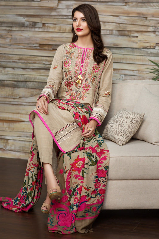 Khaadi 16701 Skin Dhanak Embroidered three piece