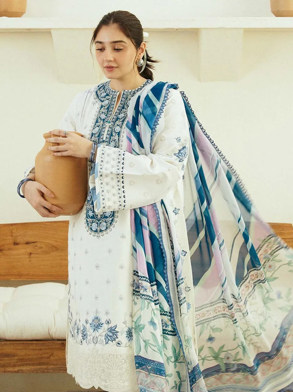 Zarashahjhan Embroidered off white  lawn  Three Piece COCO-06