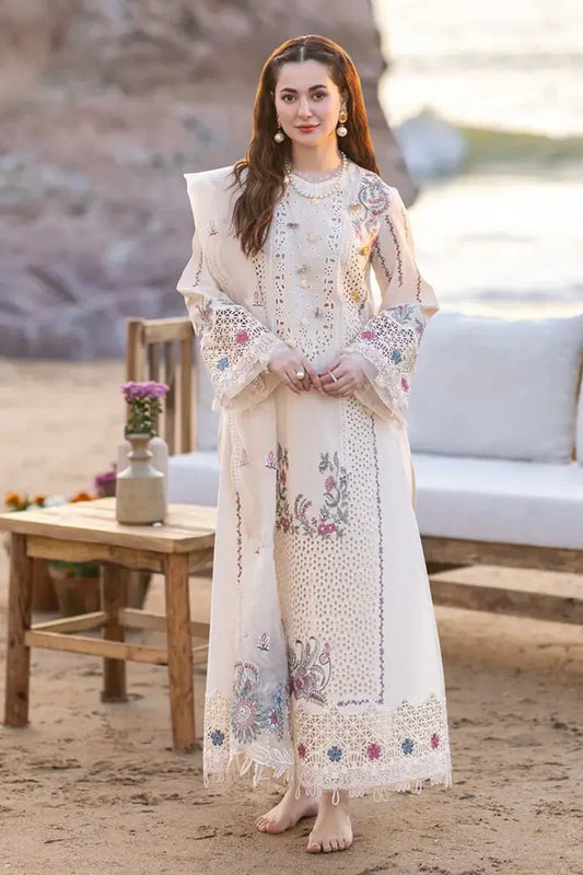Chikenkari Qalamkar Embroidered lawn Three Piece QL-1020